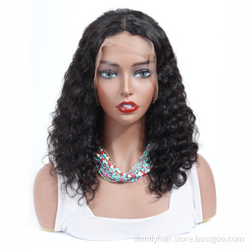 Deep Curly Wave Short Bob Wigs Human Hair Hd Full Lace Front Wig Raw Peruvian Virgin Human Hair Lace Frontal Wig For Black Women
